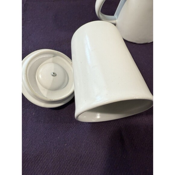 Bennington Potters Creamer and Sugar Bowl w Lid White Modernist Vermont Rare Vtg - Picture 16 of 16